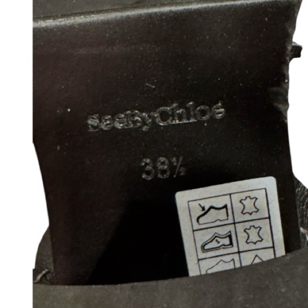 See by Chloe Black Kaddy Scallop Leather Block-Heel Sandals Sz 38.5 or US 8.5 - Picture 6 of 11